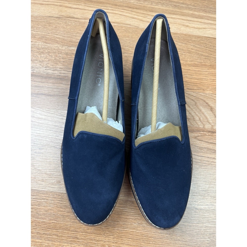 Vionic Willa Wedge Navy Blue‎ Suede Women's Size 8.5 WIDE NEW - Picture 6 of 11